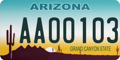 AZ license plate AAO0103