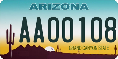 AZ license plate AAO0108