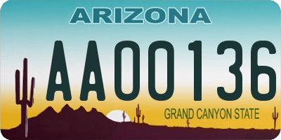 AZ license plate AAO0136