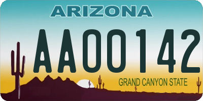 AZ license plate AAO0142