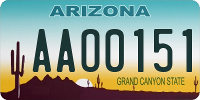 AZ license plate AAO0151