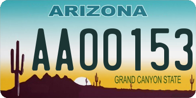 AZ license plate AAO0153
