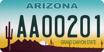 AZ license plate AAO0201