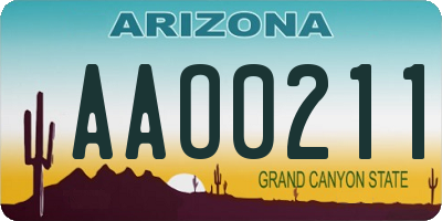 AZ license plate AAO0211