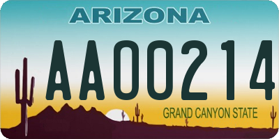 AZ license plate AAO0214