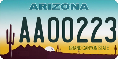 AZ license plate AAO0223