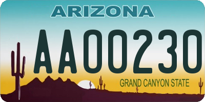 AZ license plate AAO0230