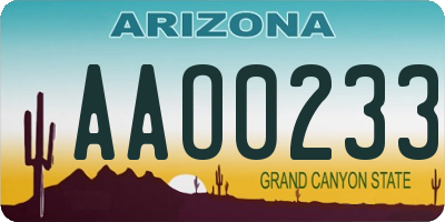 AZ license plate AAO0233