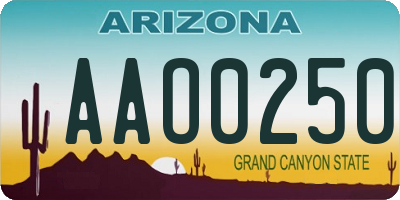 AZ license plate AAO0250