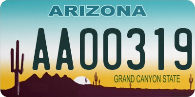 AZ license plate AAO0319