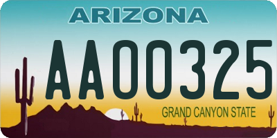 AZ license plate AAO0325