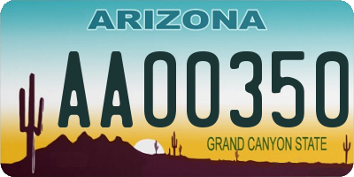 AZ license plate AAO0350