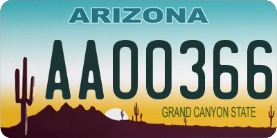 AZ license plate AAO0366