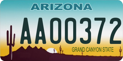 AZ license plate AAO0372