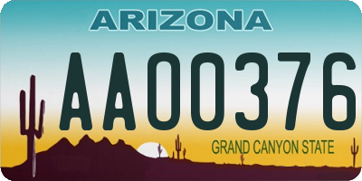 AZ license plate AAO0376