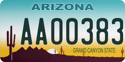AZ license plate AAO0383