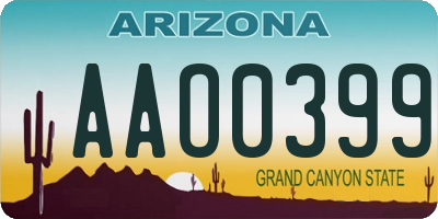 AZ license plate AAO0399