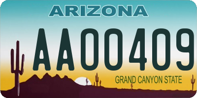 AZ license plate AAO0409