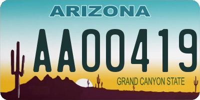 AZ license plate AAO0419