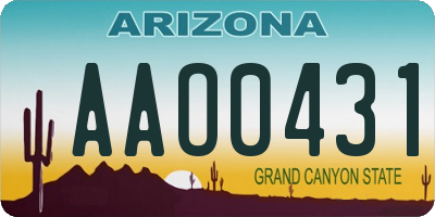 AZ license plate AAO0431