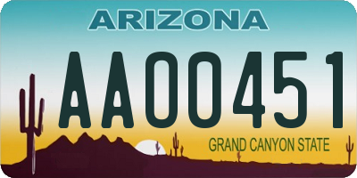 AZ license plate AAO0451