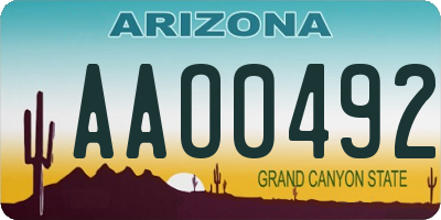 AZ license plate AAO0492