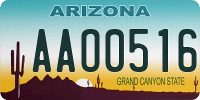 AZ license plate AAO0516