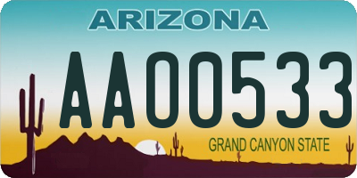 AZ license plate AAO0533