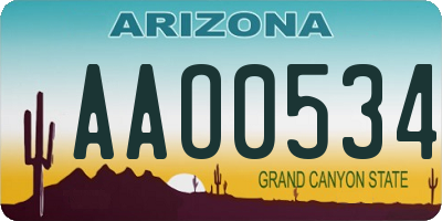 AZ license plate AAO0534