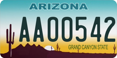AZ license plate AAO0542