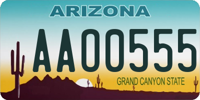 AZ license plate AAO0555