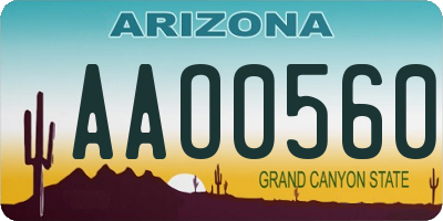 AZ license plate AAO0560