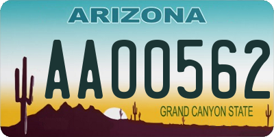 AZ license plate AAO0562