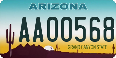 AZ license plate AAO0568