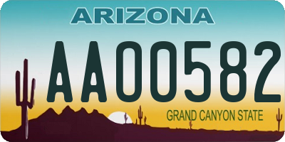 AZ license plate AAO0582