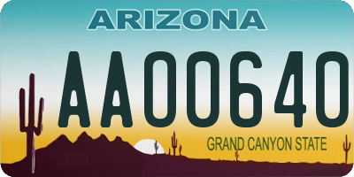 AZ license plate AAO0640