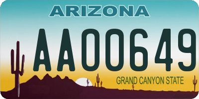 AZ license plate AAO0649