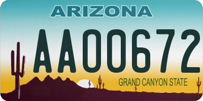 AZ license plate AAO0672