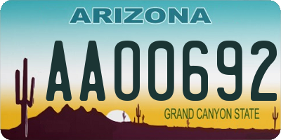 AZ license plate AAO0692