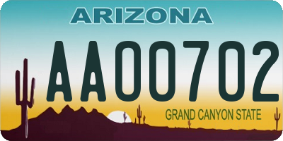 AZ license plate AAO0702