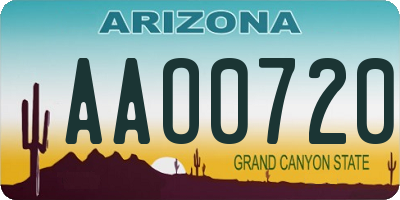 AZ license plate AAO0720