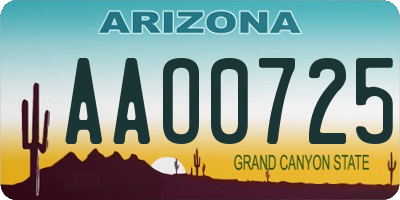 AZ license plate AAO0725