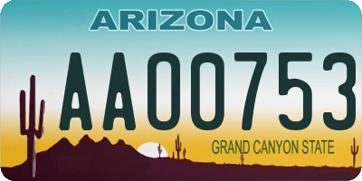 AZ license plate AAO0753