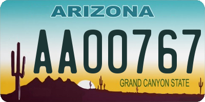 AZ license plate AAO0767