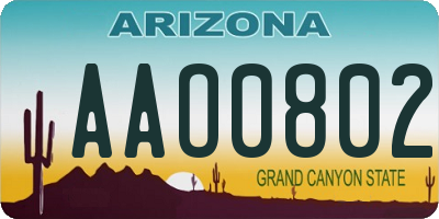 AZ license plate AAO0802
