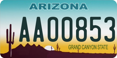 AZ license plate AAO0853