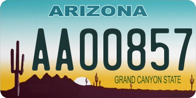 AZ license plate AAO0857