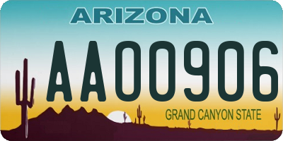 AZ license plate AAO0906