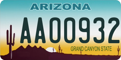 AZ license plate AAO0932