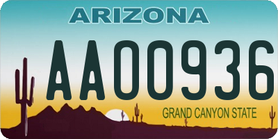 AZ license plate AAO0936